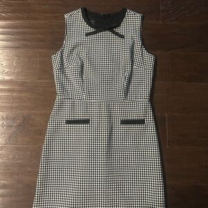 Talbots Black and White Houndstooth Midi Dress